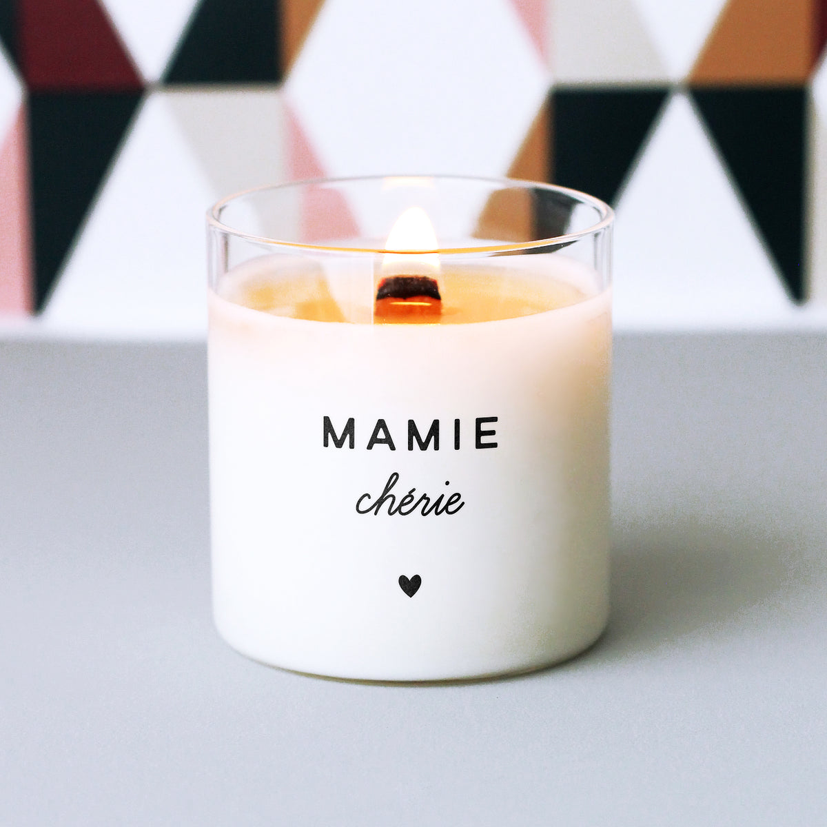 Bougie Personnalisée 'Ma Mamie Chérie' – Porte-Bougie Bois Gravé Prénom Mamy, Cadeau Fête Des Grands-Mères, Noël, Anniversaire