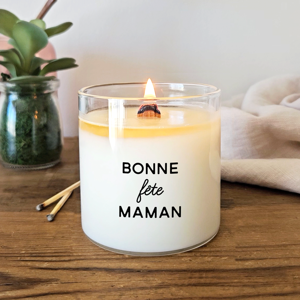 Bougie message personnalisée "Bonne Fête Maman"