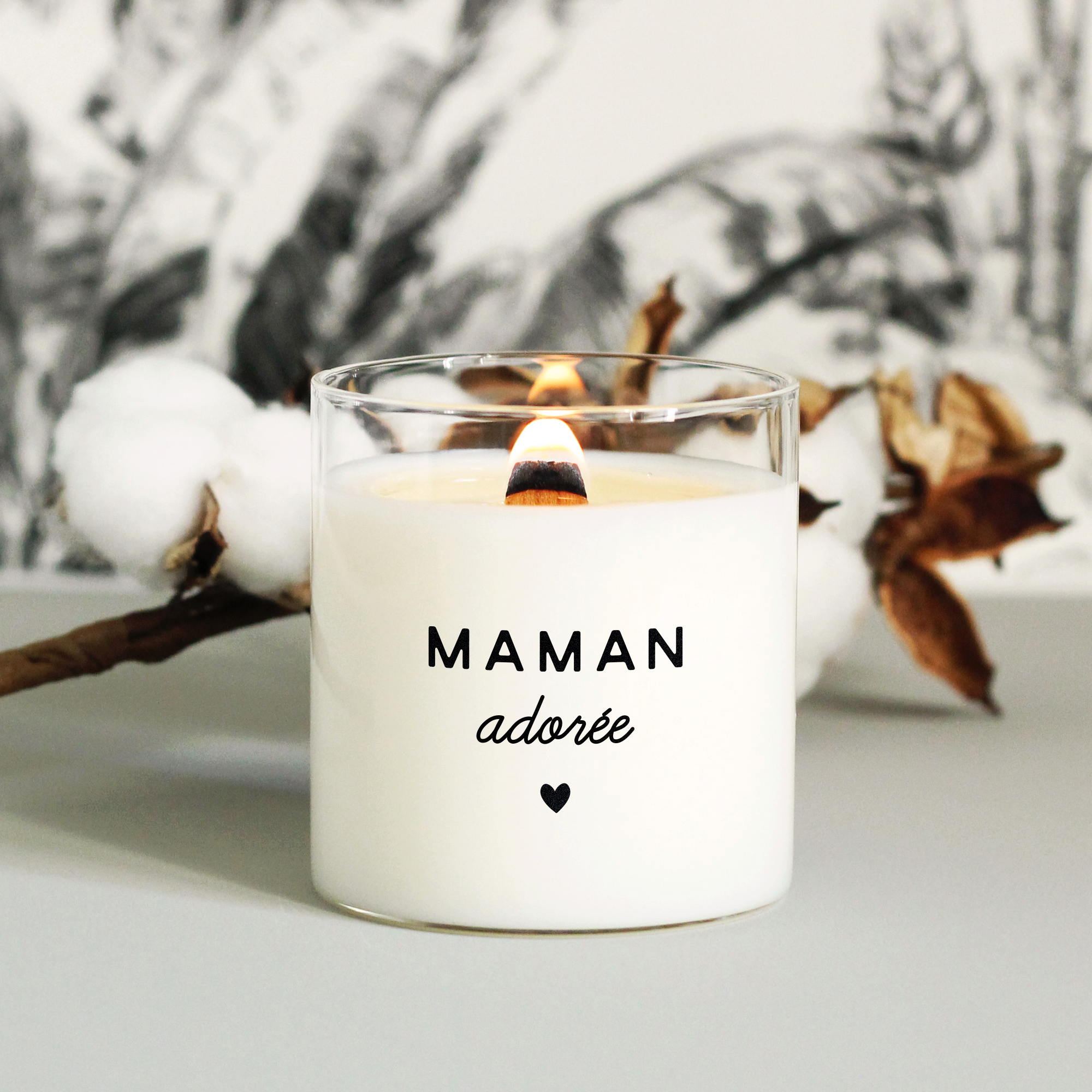 Bougie Maman D'Amour Les Bougies De Nina - Parfum Vanillé Fleuri - Fabriqué En France