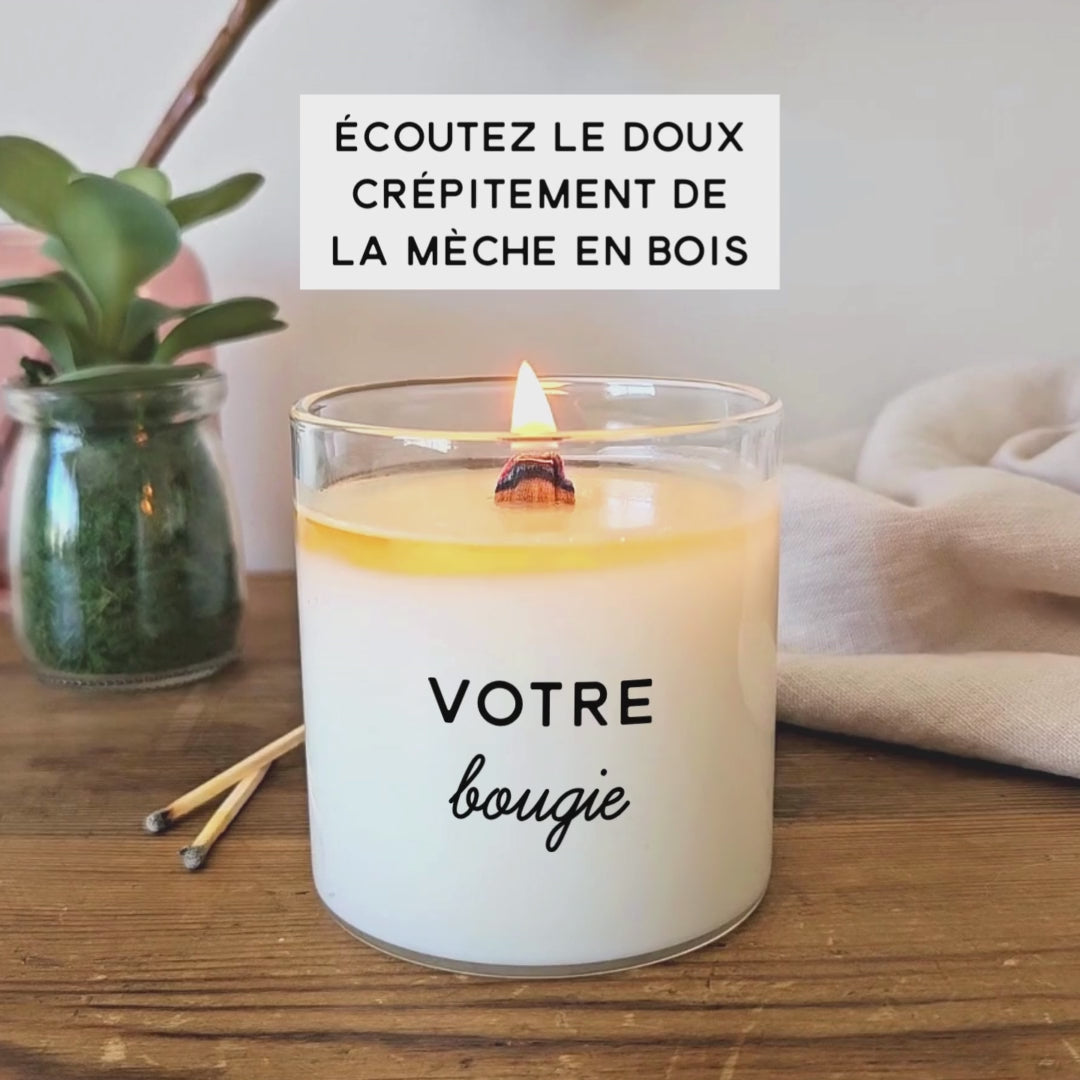 Bougies de tasse de Noël, bougie à mèche de bois, collègue de